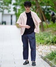 KHKGD89039 a.v.v MEN(アー・ヴェ・ヴェ) 夏カットソー人気NO.1【接触冷感】ライトアゼ１ポイントシシュウスウェットＴ〈イージーケア/洗濯機で洗える/毛玉になりにくい〉 ブラック