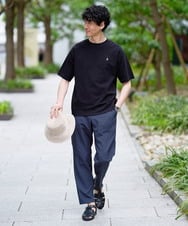 KHKGD89039 a.v.v MEN(アー・ヴェ・ヴェ) 夏カットソー人気NO.1【接触冷感】ライトアゼ１ポイントシシュウスウェットＴ〈イージーケア/洗濯機で洗える/毛玉になりにくい〉 ブラック