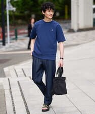 KHKGD89039 a.v.v MEN(アー・ヴェ・ヴェ) 夏カットソー人気NO.1【接触冷感】ライトアゼ１ポイントシシュウスウェットＴ〈イージーケア/洗濯機で洗える/毛玉になりにくい〉 ブラック