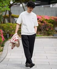 KHKGD89039 a.v.v MEN(アー・ヴェ・ヴェ) 夏カットソー人気NO.1【接触冷感】ライトアゼ１ポイントシシュウスウェットＴ〈イージーケア/洗濯機で洗える/毛玉になりにくい〉 ブラック