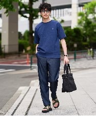 KHKGD89039 a.v.v MEN(アー・ヴェ・ヴェ) 夏カットソー人気NO.1【接触冷感】ライトアゼ１ポイントシシュウスウェットＴ〈イージーケア/洗濯機で洗える/毛玉になりにくい〉 ブラック