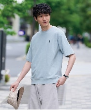KHKGD89039 a.v.v MEN(アー・ヴェ・ヴェ) 夏カットソー人気NO.1【接触冷感】ライトアゼ１ポイントシシュウスウェットＴ〈イージーケア/洗濯機で洗える/毛玉になりにくい〉 ブラック