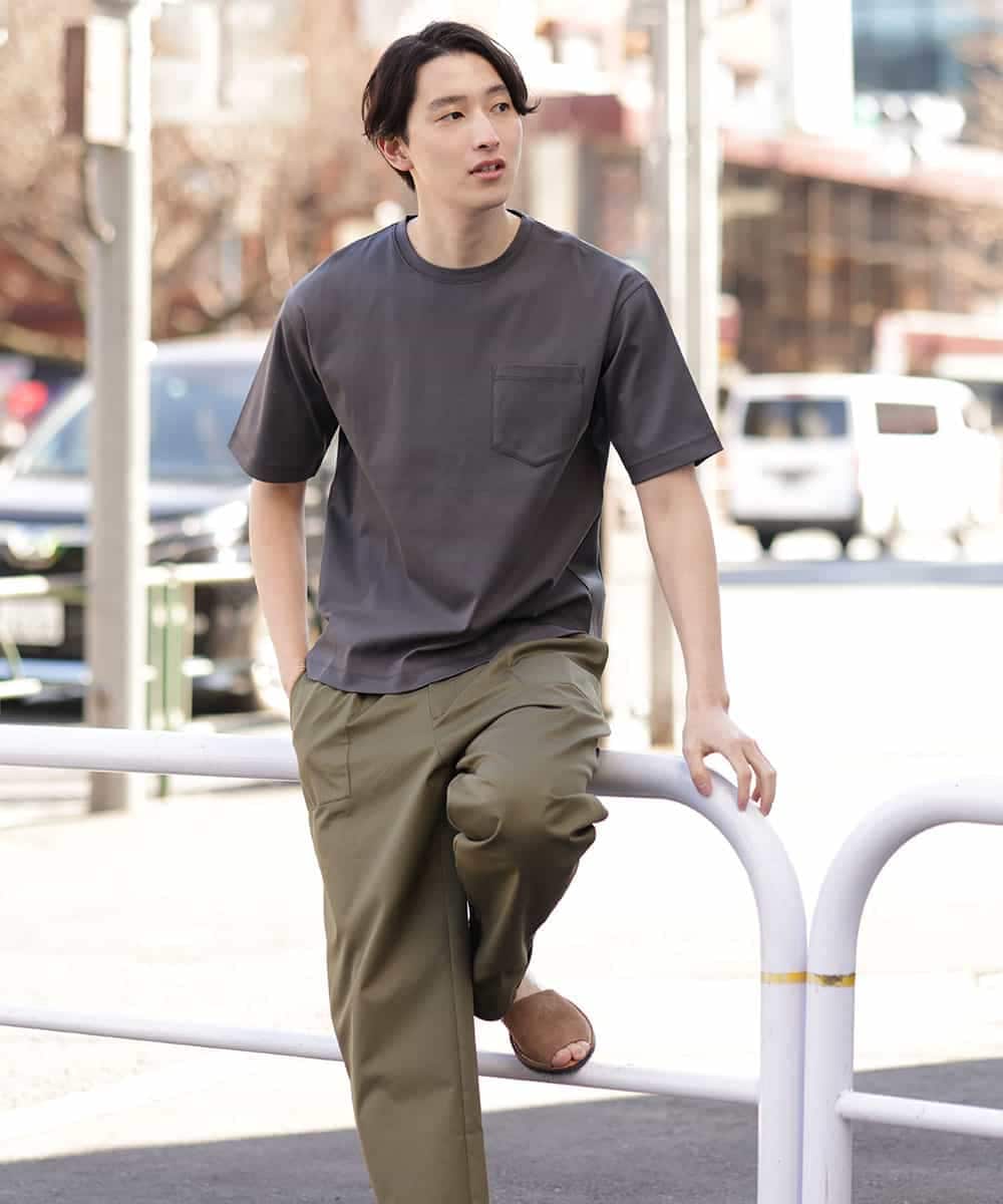 KHKGP40029 a.v.v MEN(アー・ヴェ・ヴェ) 【S-XXL/多機能】シルケットスムースワイドシルエットカットソー ブルー