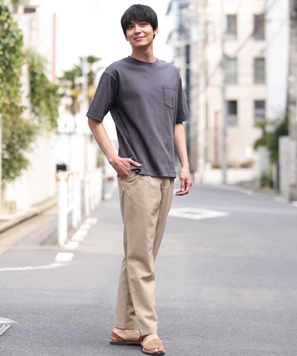 KHKGP40029 a.v.v MEN(アー・ヴェ・ヴェ) 【S-XXL/多機能】シルケットスムースワイドシルエットカットソー ブルー