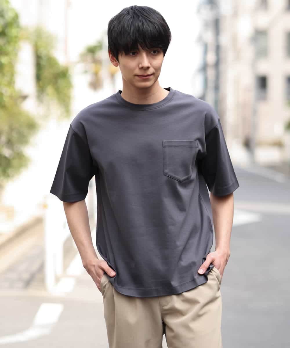 KHKGP40029 a.v.v MEN(アー・ヴェ・ヴェ) 【S-XXL/多機能】シルケットスムースワイドシルエットカットソー ブルー