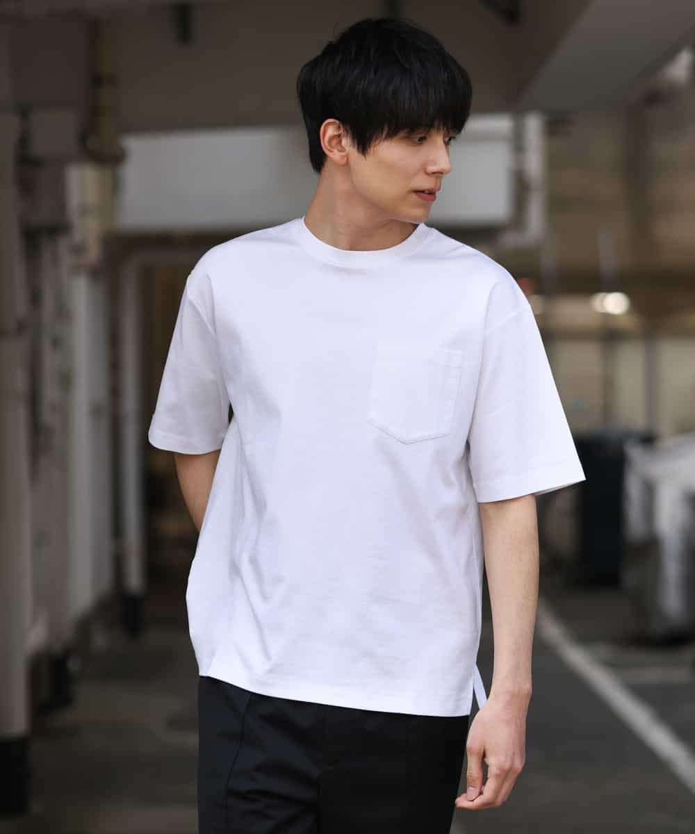 KHKGP40029 a.v.v MEN(アー・ヴェ・ヴェ) 【S-XXL/多機能】シルケットスムースワイドシルエットカットソー ブルー