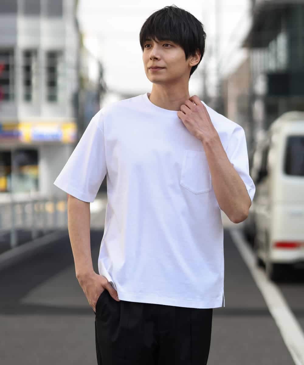 KHKGP40029 a.v.v MEN(アー・ヴェ・ヴェ) 【S-XXL/多機能】シルケットスムースワイドシルエットカットソー ブルー