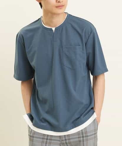 KHKGP50039 a.v.v MEN 【S-XXL/涼感/ドライタッチ】梨地フェイクレイヤードカットソー