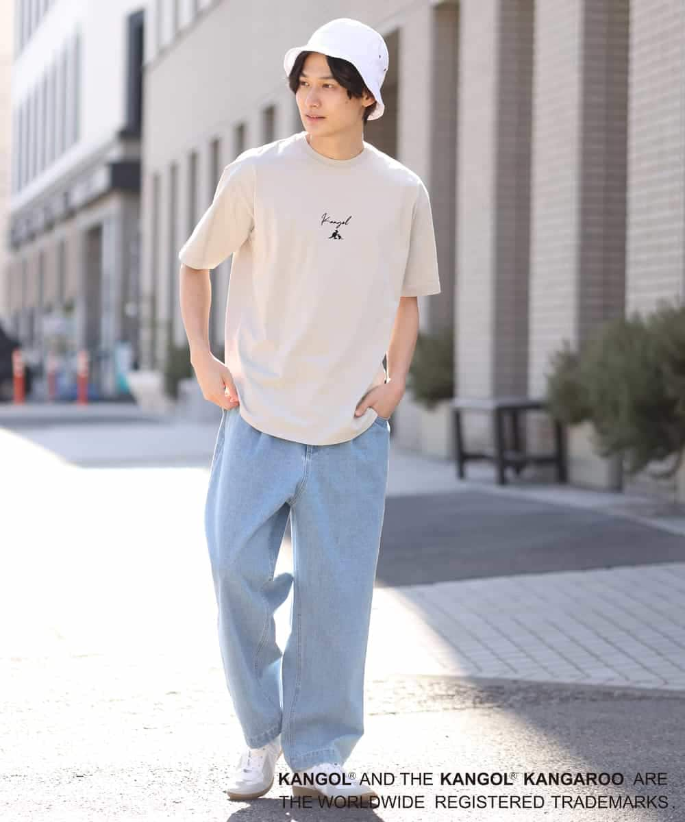 KHKGS15049 a.v.v MEN(アー・ヴェ・ヴェ) 【コラボ/KANGOL】スクエアプリントTシャツ ホワイト