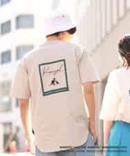 KHKGS15049 a.v.v MEN(アー・ヴェ・ヴェ) 【コラボ/KANGOL】スクエアプリントTシャツ ライトグレー