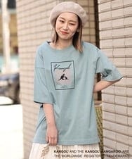 KHKGS16049 a.v.v MEN(アー・ヴェ・ヴェ) 【コラボ/KANGOL】スクエアプリントワイドTシャツ グリーン