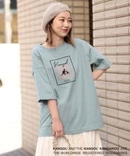 KHKGS16049 a.v.v MEN(アー・ヴェ・ヴェ) 【コラボ/KANGOL】スクエアプリントワイドTシャツ グリーン