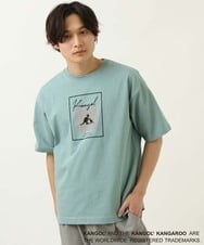 KHKGS16049 a.v.v MEN(アー・ヴェ・ヴェ) 【コラボ/KANGOL】スクエアプリントワイドTシャツ グリーン