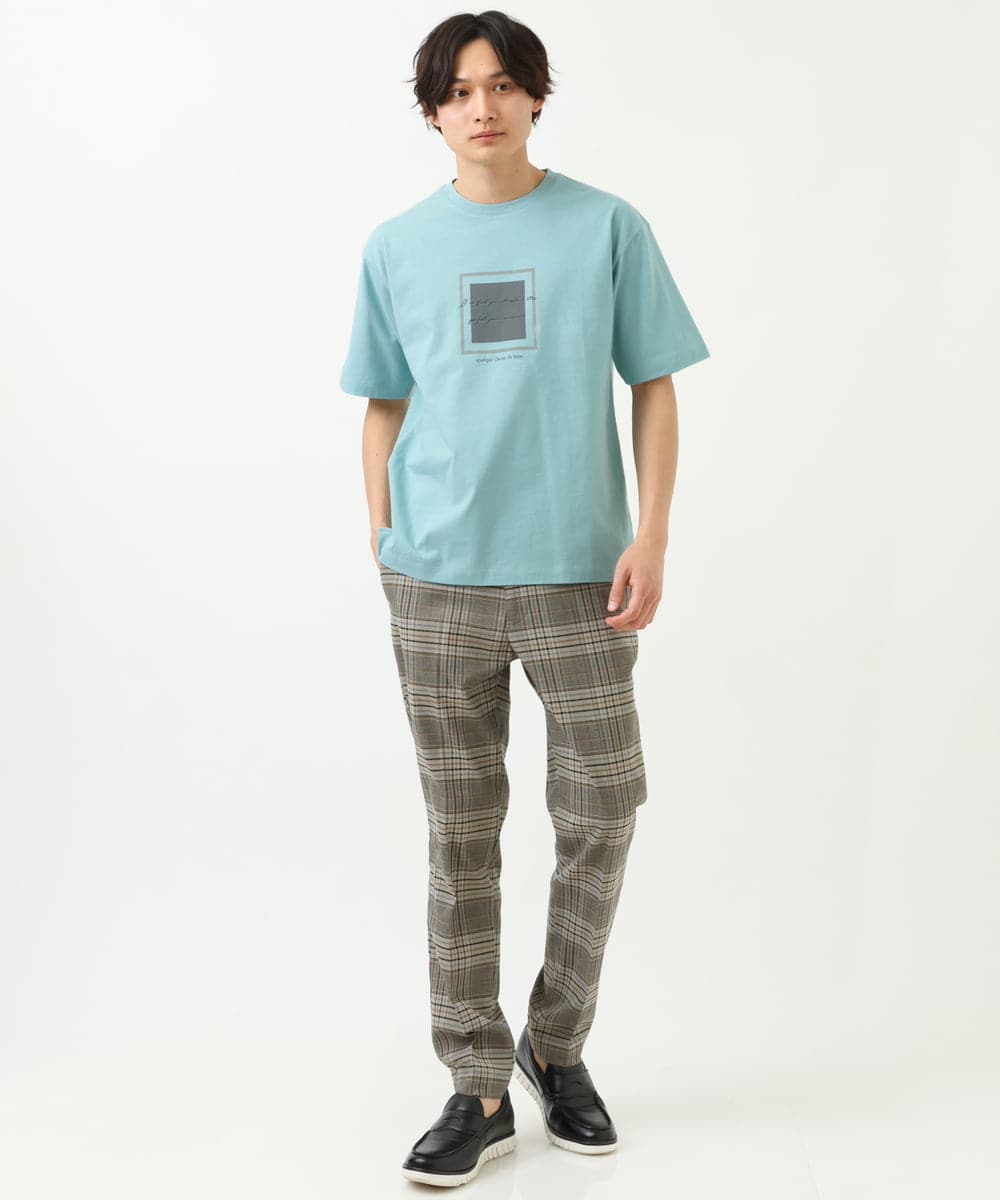 KHKGS25034 a.v.v MEN(アー・ヴェ・ヴェ) スクエアプリントTシャツ ラベンダー