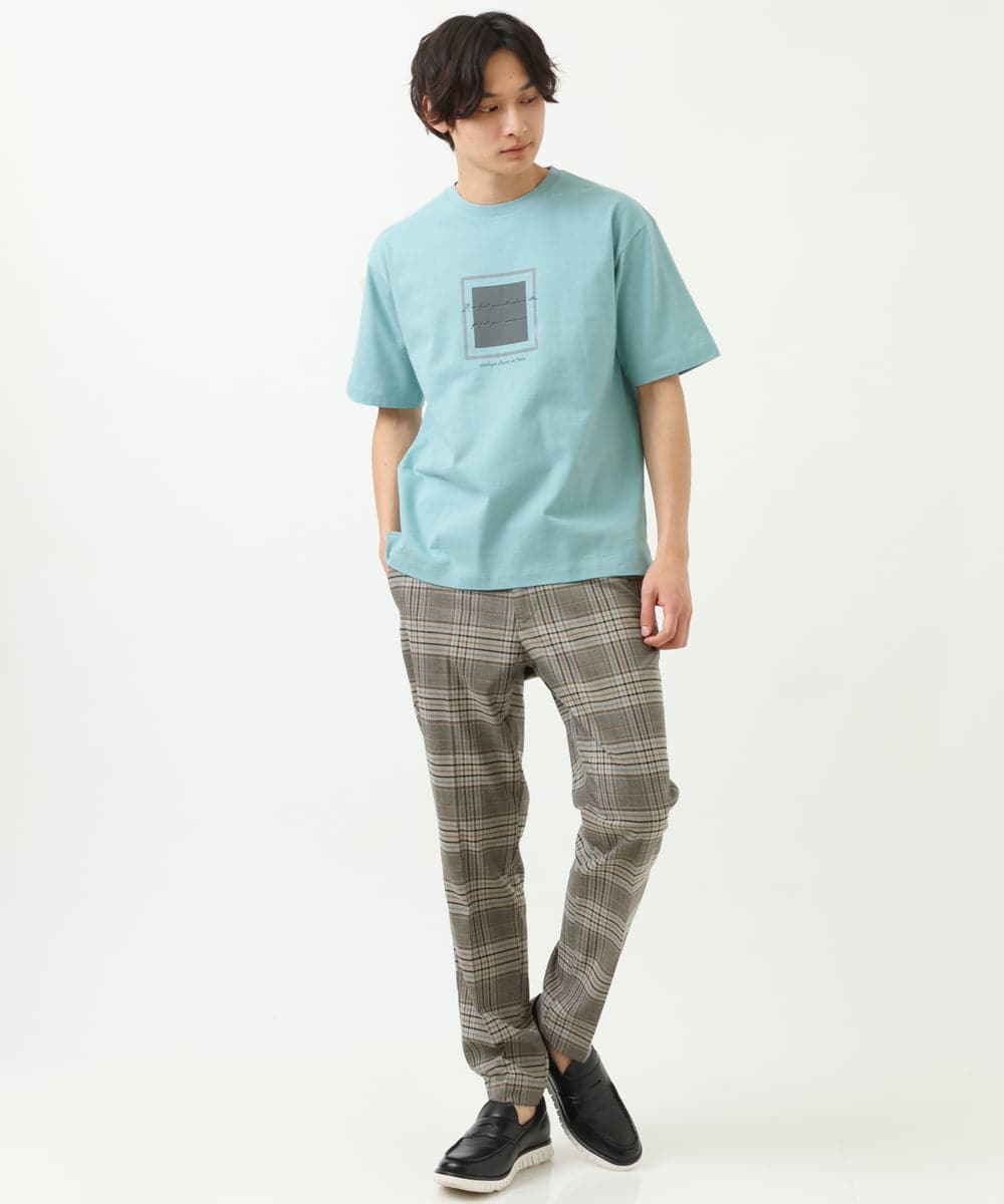 KHKGS25034 a.v.v MEN(アー・ヴェ・ヴェ) スクエアプリントTシャツ ラベンダー