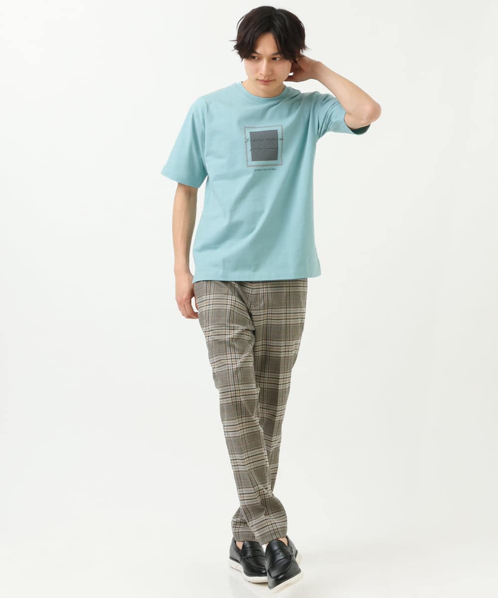 KHKGS25034 a.v.v MEN(アー・ヴェ・ヴェ) スクエアプリントTシャツ ラベンダー