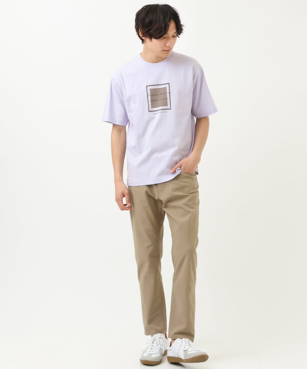 KHKGS25034 a.v.v MEN(アー・ヴェ・ヴェ) スクエアプリントTシャツ ラベンダー