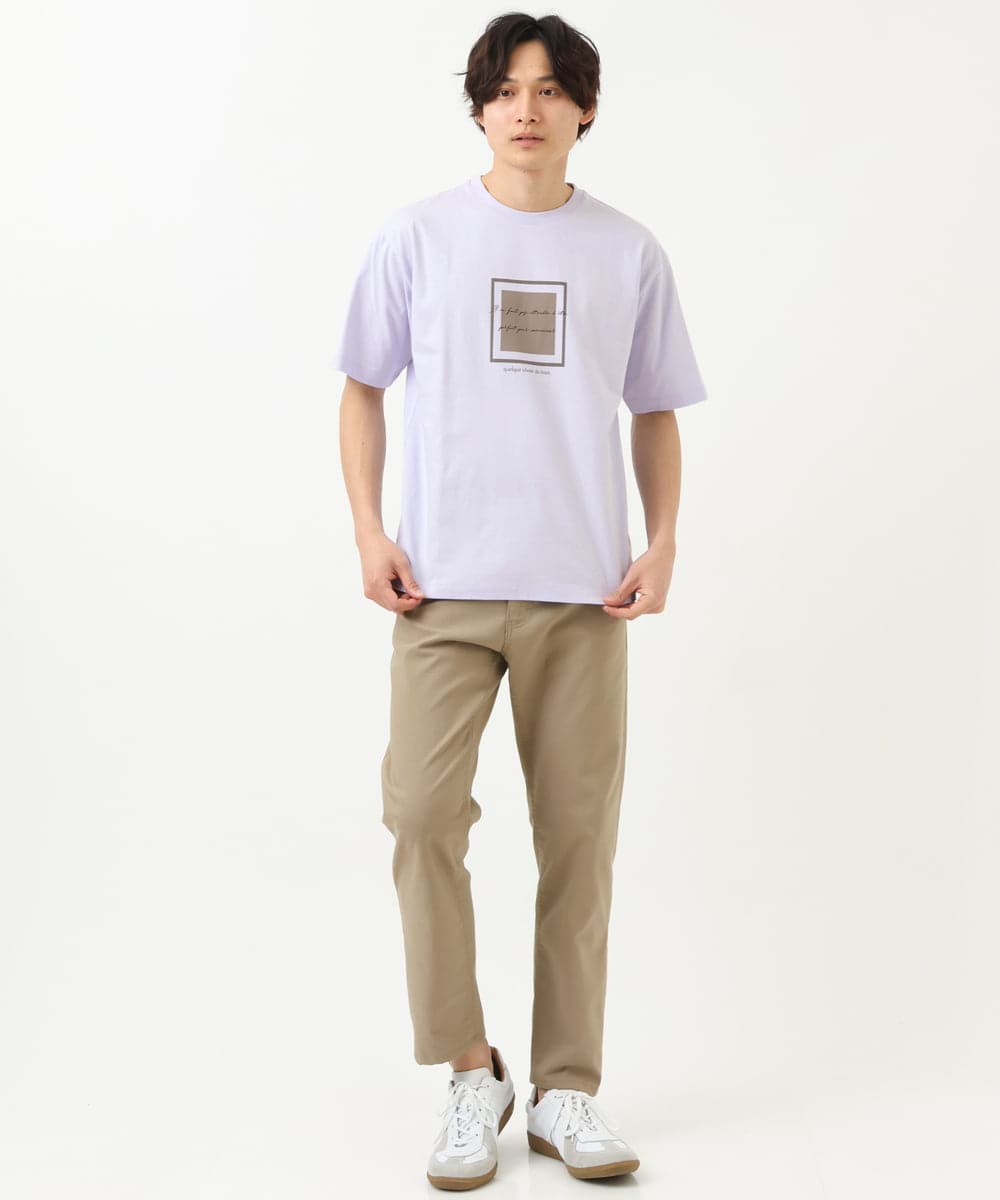 KHKGS25034 a.v.v MEN(アー・ヴェ・ヴェ) スクエアプリントTシャツ ラベンダー