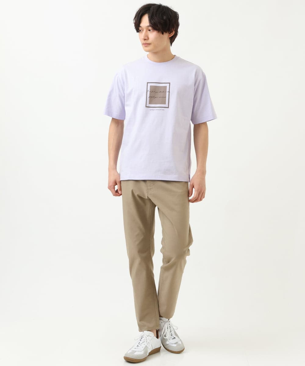 KHKGS25034 a.v.v MEN(アー・ヴェ・ヴェ) スクエアプリントTシャツ ラベンダー