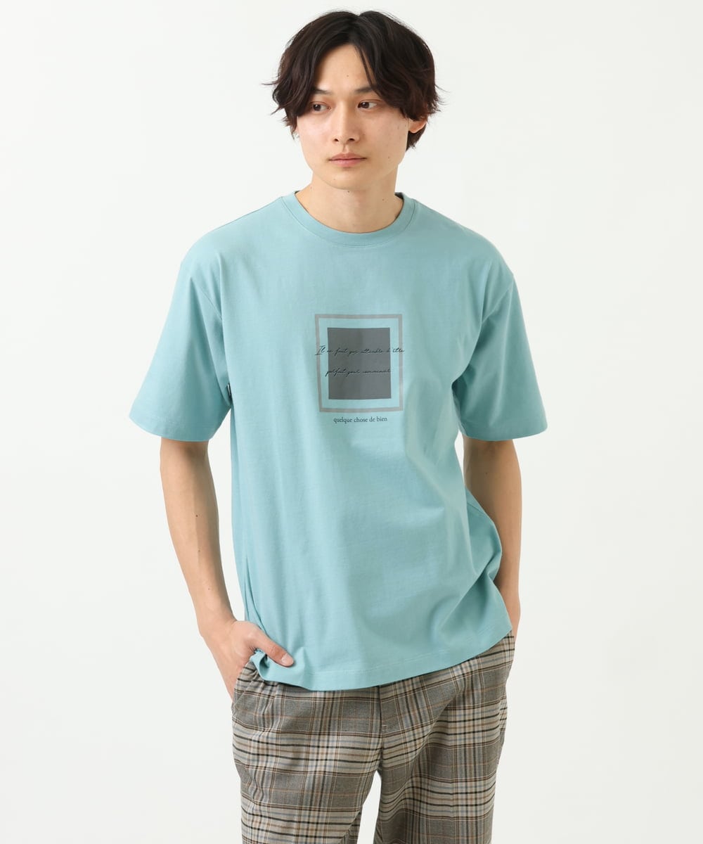 KHKGS25034 a.v.v MEN(アー・ヴェ・ヴェ) スクエアプリントTシャツ ラベンダー