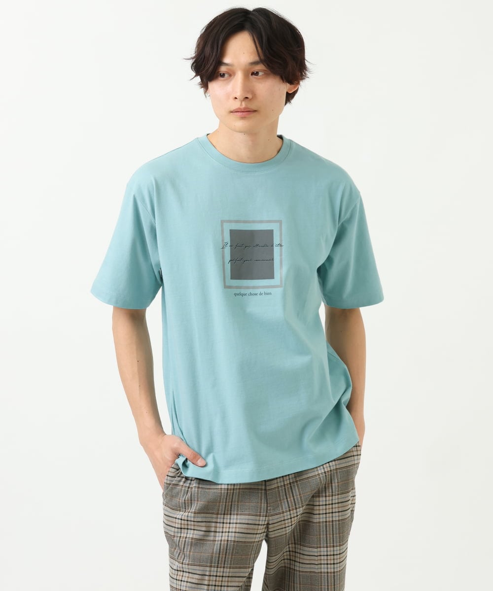 KHKGS25034 a.v.v MEN(アー・ヴェ・ヴェ) 【接触冷感】スクエアプリントTシャツ ラベンダー