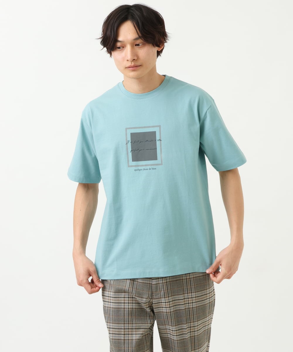 KHKGS25034 a.v.v MEN(アー・ヴェ・ヴェ) スクエアプリントTシャツ ラベンダー