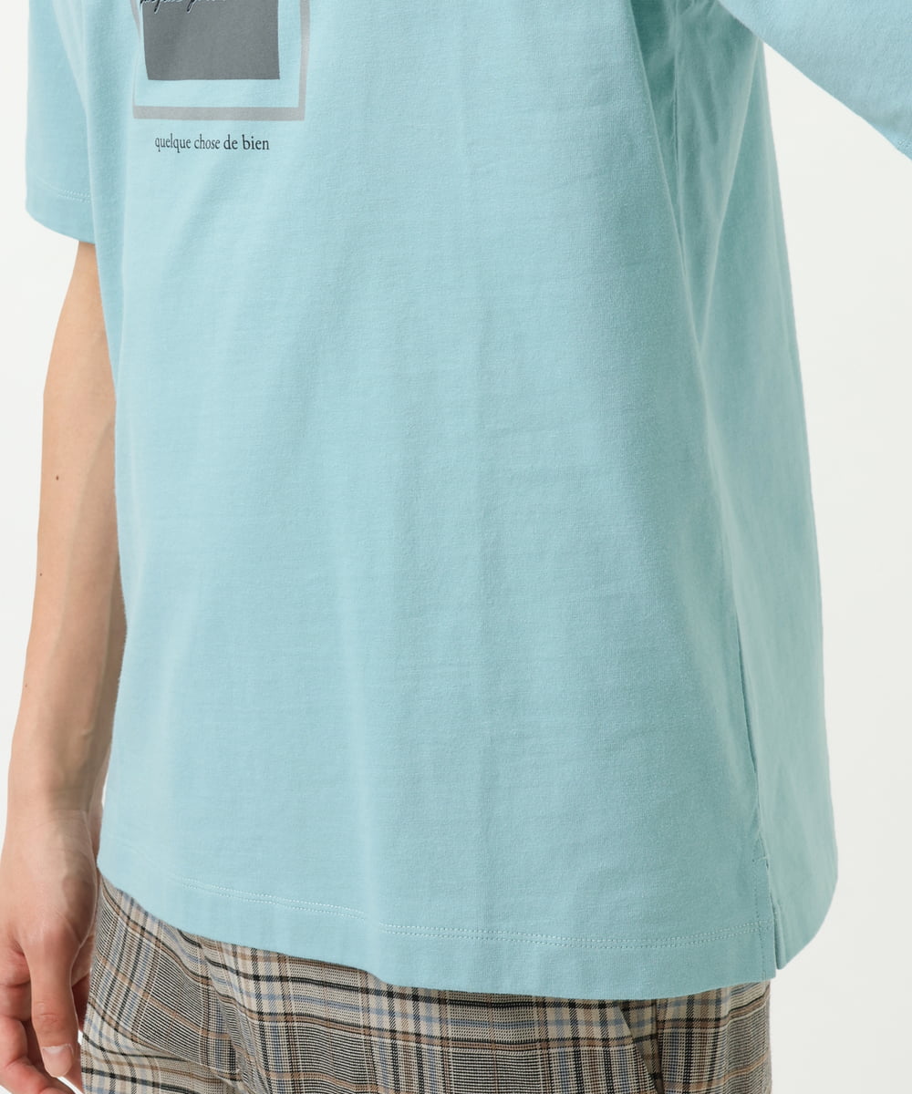 KHKGS25034 a.v.v MEN(アー・ヴェ・ヴェ) スクエアプリントTシャツ ラベンダー