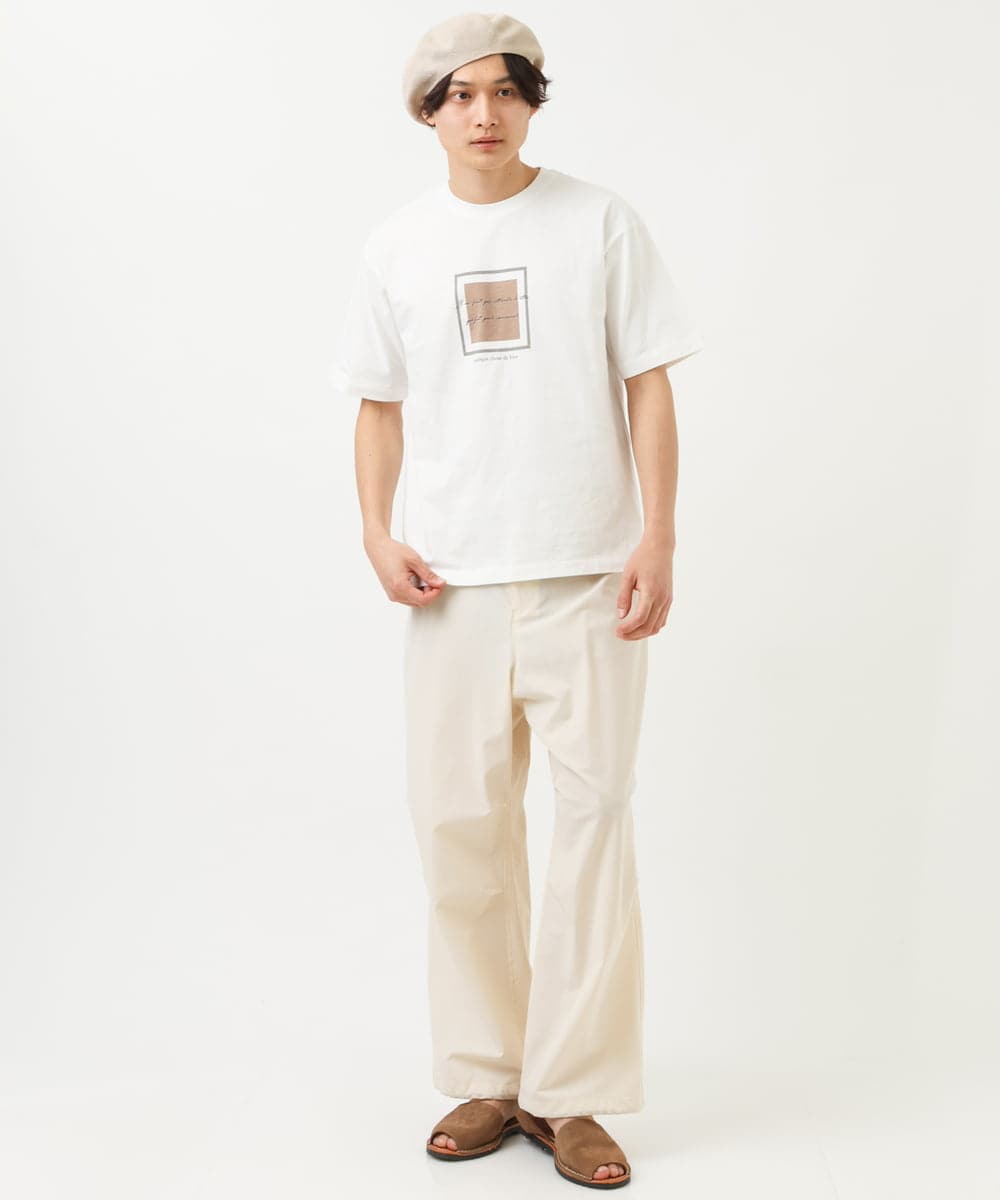 KHKGS25034 a.v.v MEN(アー・ヴェ・ヴェ) スクエアプリントTシャツ ラベンダー