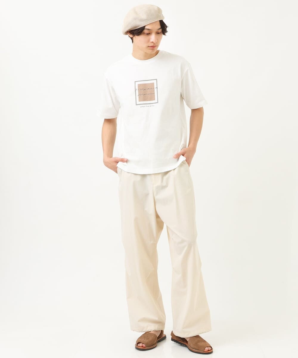 KHKGS25034 a.v.v MEN(アー・ヴェ・ヴェ) スクエアプリントTシャツ ラベンダー
