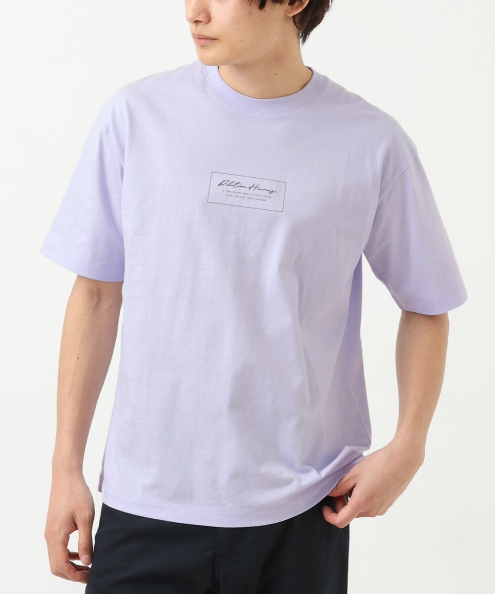 KHKGS29029 a.v.v MEN(アー・ヴェ・ヴェ) 【S-XXL】ミニロゴプリントセミワイドカットソー ラベンダー