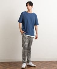 KHKGS35044 a.v.v MEN(アー・ヴェ・ヴェ) 【S-XXL/2SET】ハニカムダブルフェイスカットソー（タンクトップ付） ネイビー