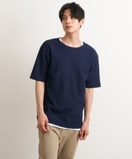 KHKGS35044 a.v.v MEN(アー・ヴェ・ヴェ) 【S-XXL/2SET】ハニカムダブルフェイスカットソー（タンクトップ付） ネイビー