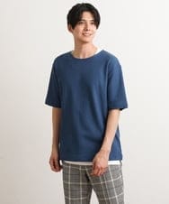 KHKGS35044 a.v.v MEN(アー・ヴェ・ヴェ) 【S-XXL/2SET】ハニカムダブルフェイスカットソー（タンクトップ付） ネイビー