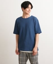 KHKGS35044 a.v.v MEN(アー・ヴェ・ヴェ) 【S-XXL/2SET】ハニカムダブルフェイスカットソー（タンクトップ付） ネイビー