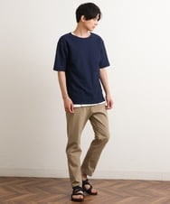 KHKGS35044 a.v.v MEN(アー・ヴェ・ヴェ) 【S-XXL/2SET】ハニカムダブルフェイスカットソー（タンクトップ付） ネイビー