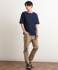 KHKGS35044 a.v.v MEN(アー・ヴェ・ヴェ) 【S-XXL/2SET】ハニカムダブルフェイスカットソー（タンクトップ付） ネイビー