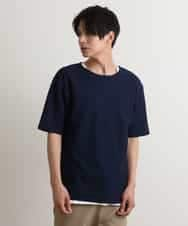 KHKGS35044 a.v.v MEN(アー・ヴェ・ヴェ) 【S-XXL/2SET】ハニカムダブルフェイスカットソー（タンクトップ付） ネイビー