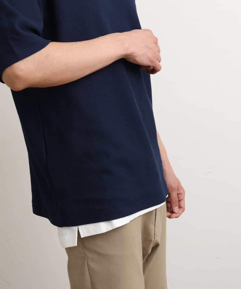 KHKGS35044 a.v.v MEN(アー・ヴェ・ヴェ) 【S-XXL/2SET】ハニカムダブルフェイスカットソー（タンクトップ付） ネイビー