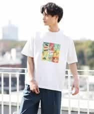 KHKGS36044 a.v.v MEN(アー・ヴェ・ヴェ) 【イラストレーターコラボ】トラベルイラストTシャツ(TRAVELシリーズ） ホワイト