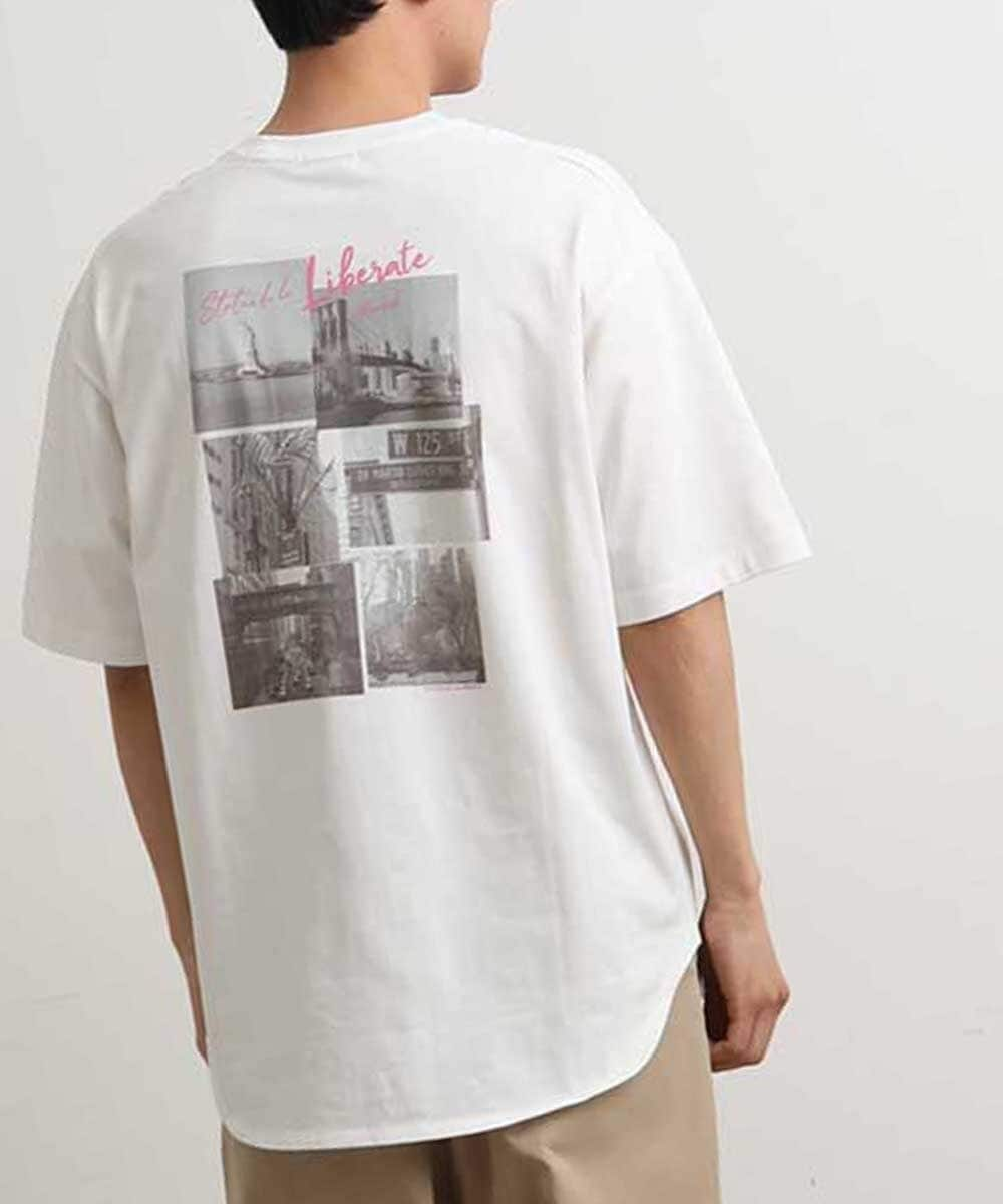 KHKGS37044 a.v.v MEN(アー・ヴェ・ヴェ) 【接触冷感】NYフォトロングTシャツ(TRAVELシリーズ） ホワイト