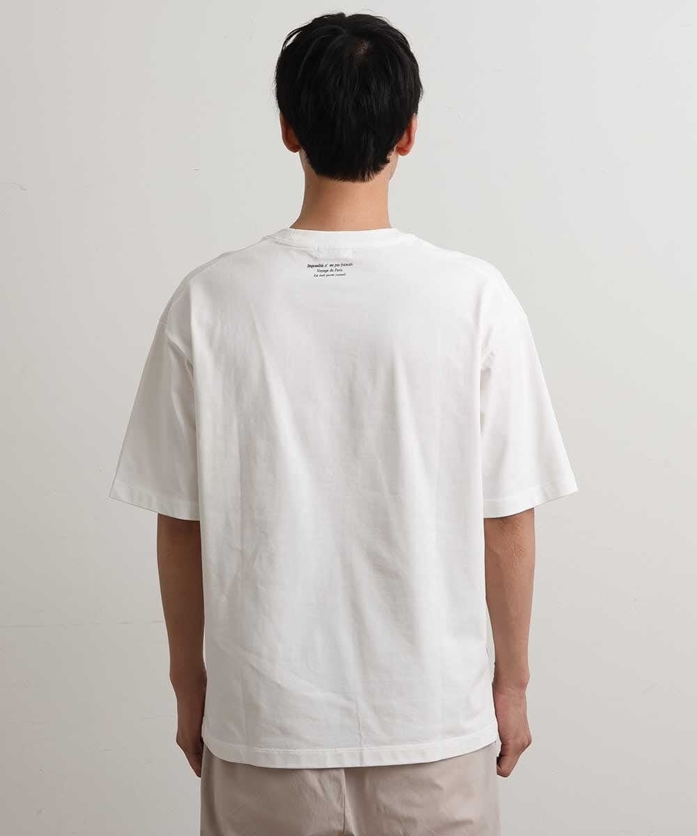 KHKGS39044 a.v.v MEN(アー・ヴェ・ヴェ) 【接触冷感】PARISフォトワイドTシャツ(TRAVELシリーズ） ホワイト