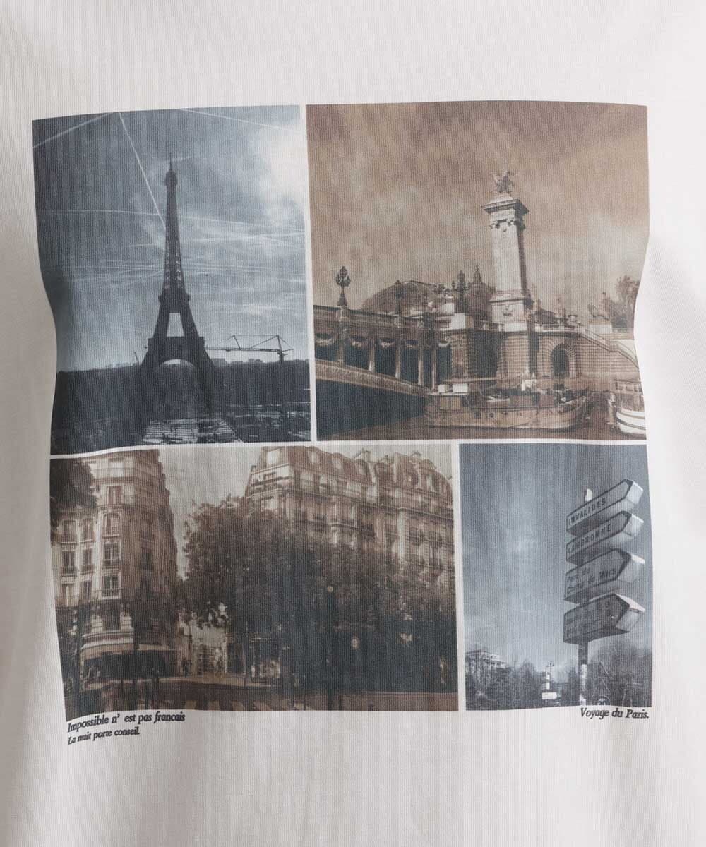 KHKGS39044 a.v.v MEN(アー・ヴェ・ヴェ) 【接触冷感】PARISフォトワイドTシャツ(TRAVELシリーズ） ホワイト