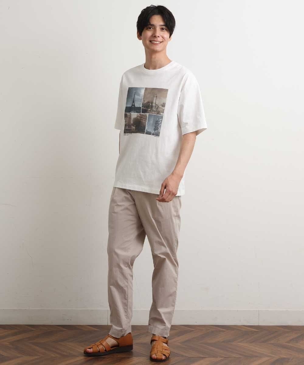 KHKGS39044 a.v.v MEN(アー・ヴェ・ヴェ) 【接触冷感】PARISフォトワイドTシャツ(TRAVELシリーズ） ホワイト