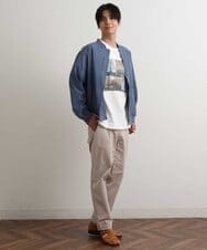 KHKGS39044 a.v.v MEN(アー・ヴェ・ヴェ) 【接触冷感】PARISフォトワイドTシャツ(TRAVELシリーズ） ホワイト