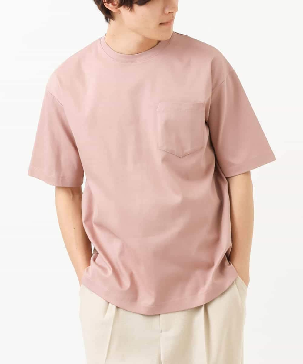 KHKGS40034 a.v.v MEN(アー・ヴェ・ヴェ) 【接触冷感/S-XXL】シルケットスムースワイドシルエットTシャツ ピンク