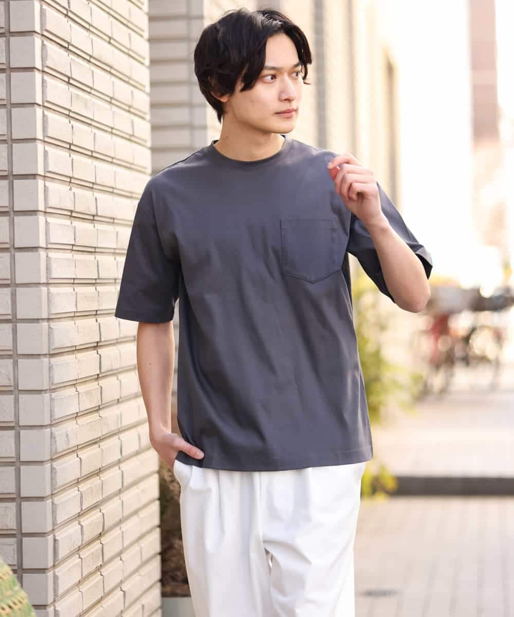 KHKGS40034 a.v.v MEN(アー・ヴェ・ヴェ) 【接触冷感/S-XXL】シルケットスムースワイドシルエットTシャツ ピンク