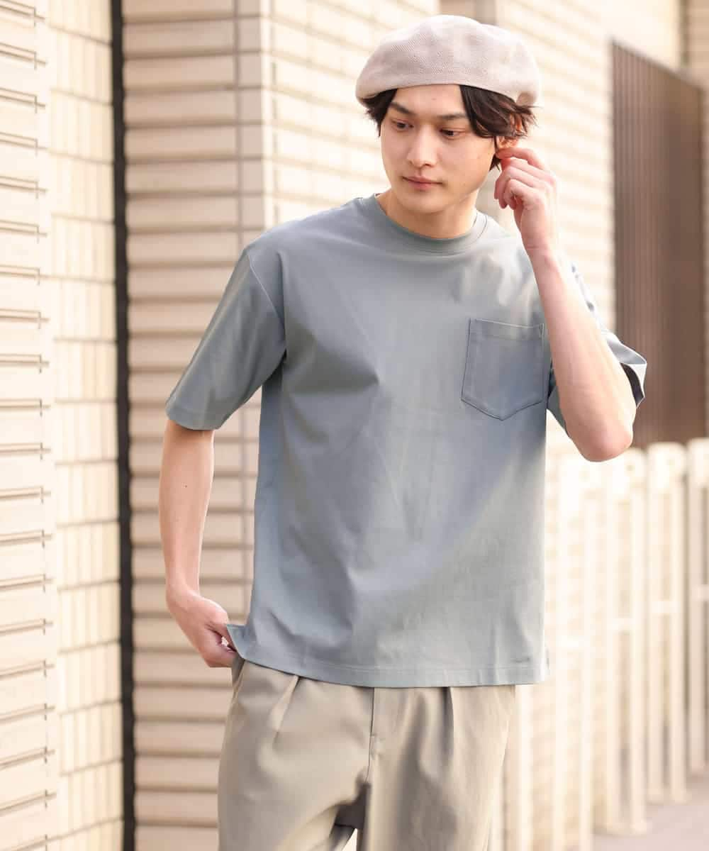 KHKGS40034 a.v.v MEN(アー・ヴェ・ヴェ) 【接触冷感/S-XXL】シルケットスムースワイドシルエットTシャツ ピンク