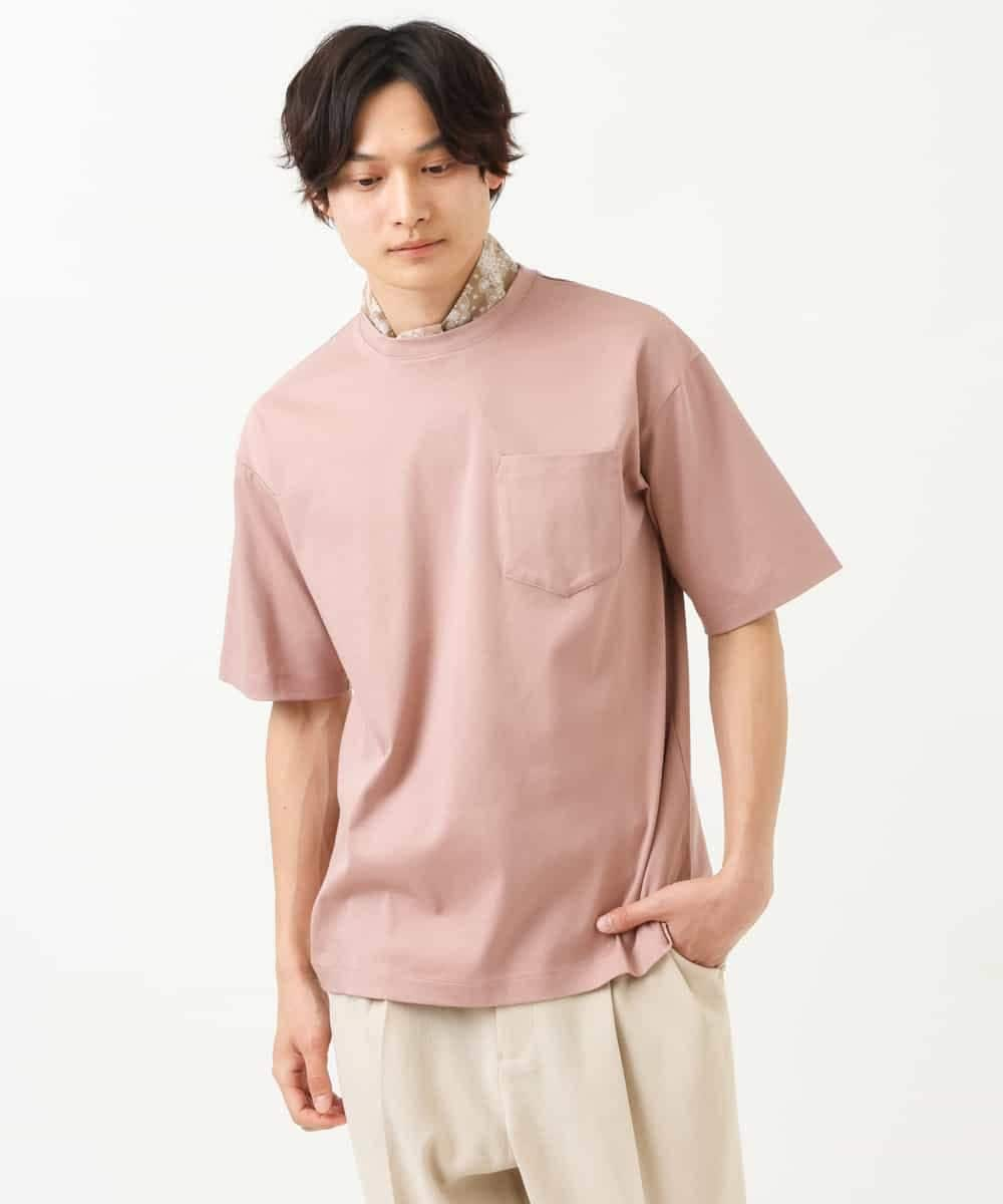 KHKGS40034 a.v.v MEN(アー・ヴェ・ヴェ) 【接触冷感/S-XXL】シルケットスムースワイドシルエットTシャツ ピンク