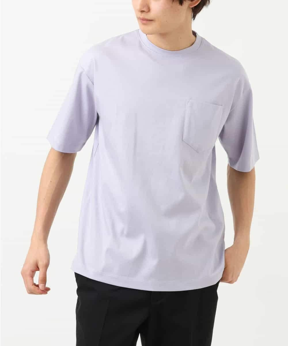 KHKGS40034 a.v.v MEN(アー・ヴェ・ヴェ) 【接触冷感/S-XXL】シルケットスムースワイドシルエットTシャツ ラベンダー