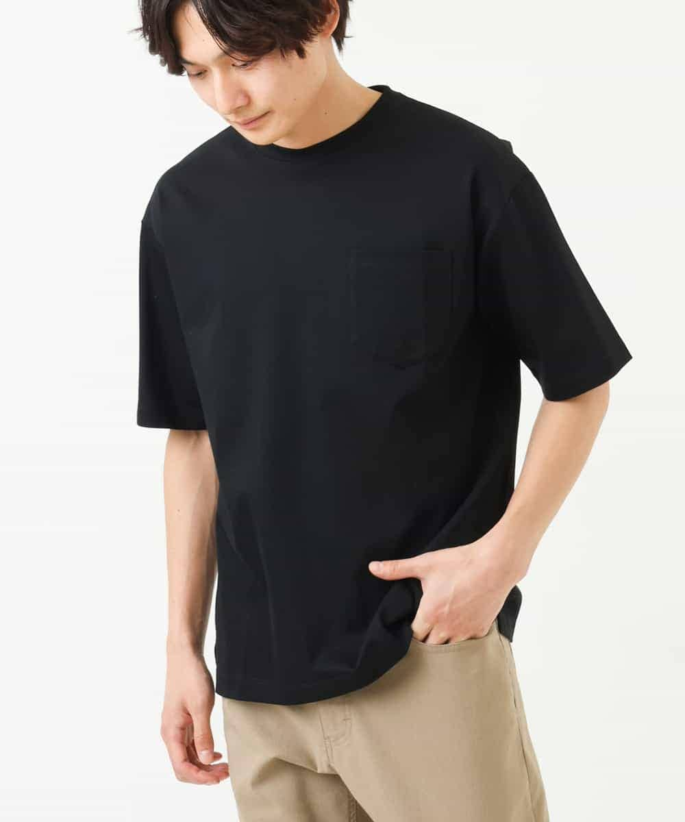 KHKGS40034 a.v.v MEN(アー・ヴェ・ヴェ) 【接触冷感/S-XXL】シルケットスムースワイドシルエットTシャツ ブラック